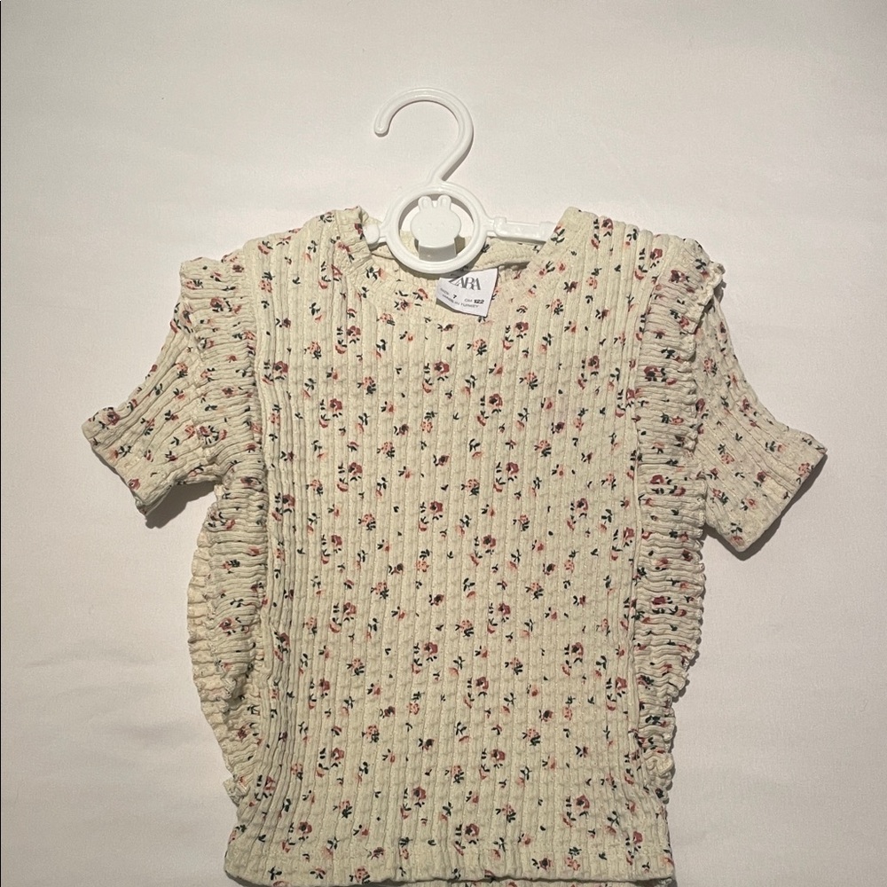 Zara Cream Floral Kids Tee